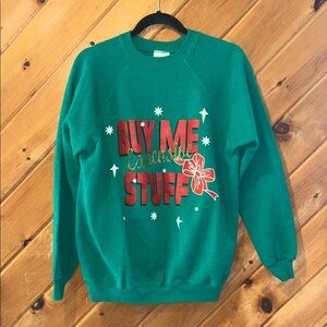 Hanes Sport Vintage “Buy me expensive stuff” Christmas holiday crewneck